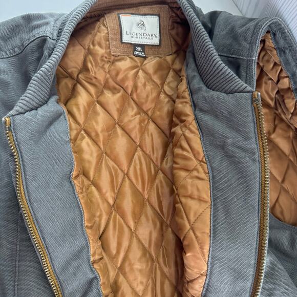 Legendary Whitetails Canvas Cross Trail Vest Mens XXL Gray Insulated Quilt Lined - Picture 6 of 8